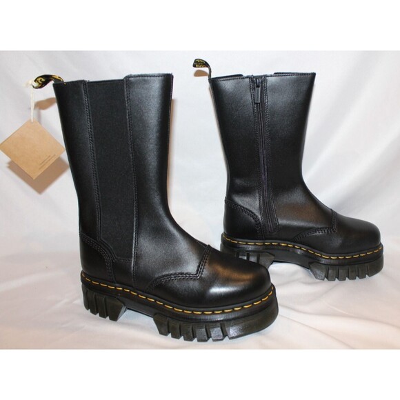 DR‎ MARTEN'S WOMEN'S AUDRICK TALL LEATHER CHELSEA PLATFORM BOOTS BLACK SZ US 8 - Picture 2 of 7